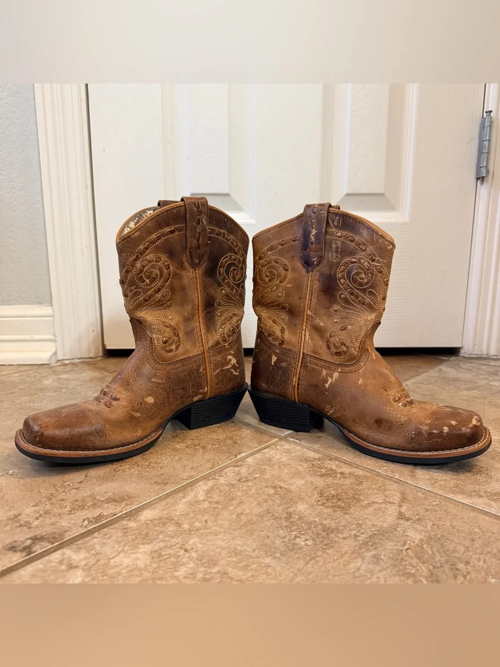 Smoky Mountain Brown Leather Western Boots - Boys Sz 2.5 R, Style 3853C